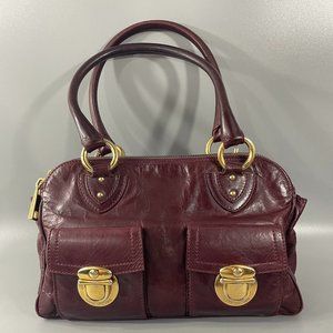 Marc Jacobs Burgundy Satchel with Gold Accents